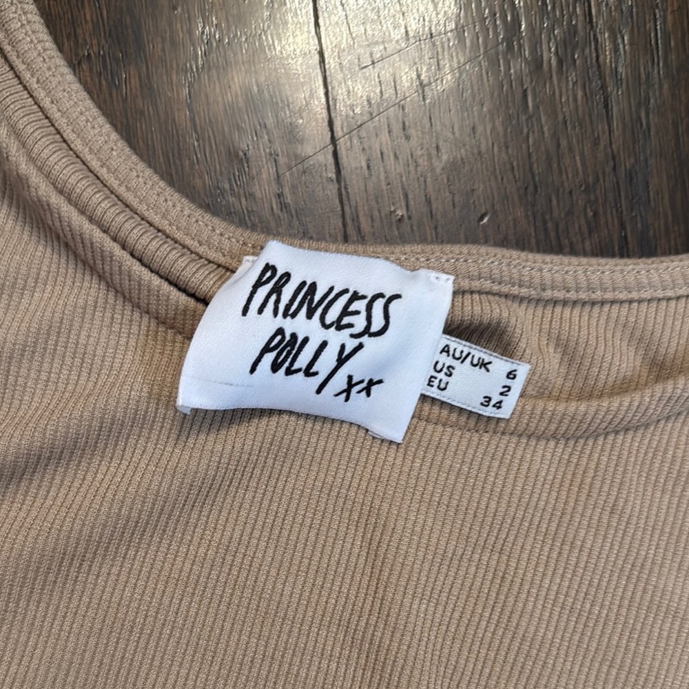 Tan Ruched‎ Crop Top - Picture 2 of 3